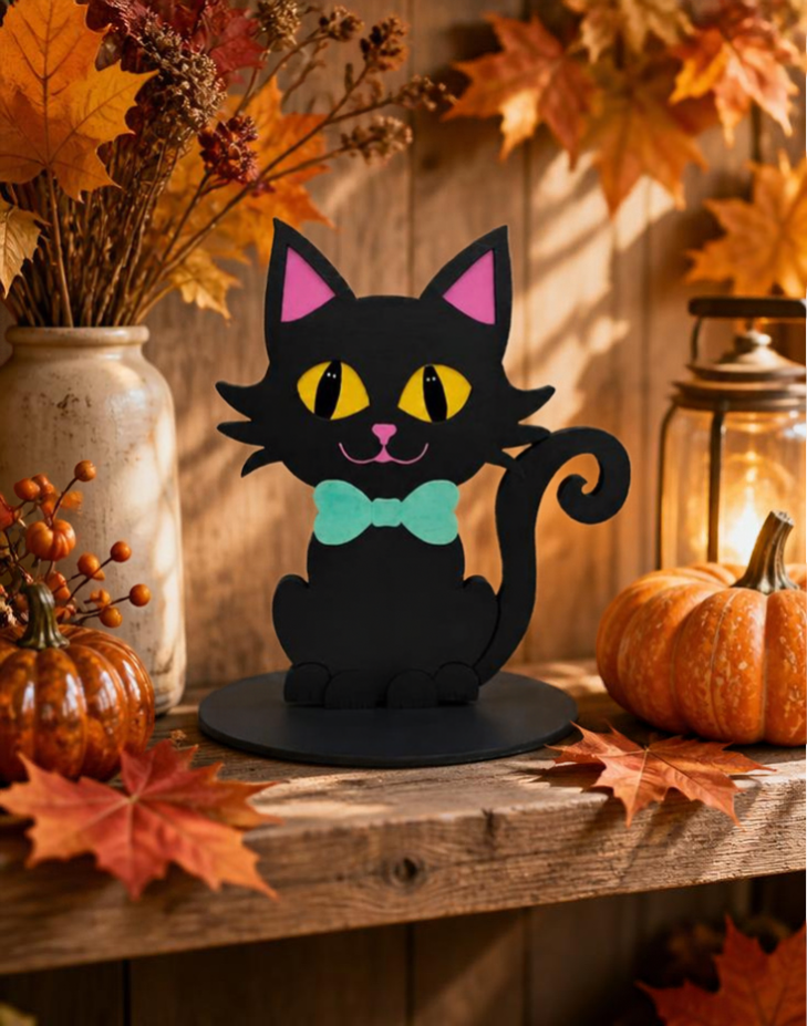 Halloween Cat DIY Wood Kit Shelf Sitter