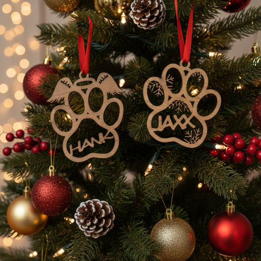 Personalized Pet Paw Ornament -  Cat / Dog