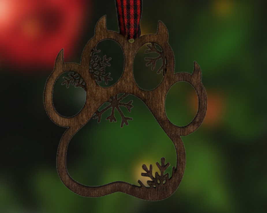 Personalized Pet Paw Ornament -  Cat / Dog